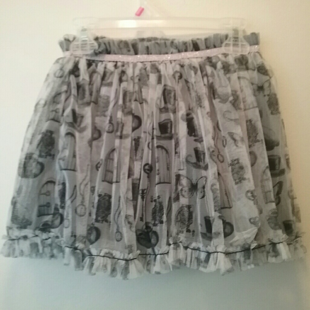🎩Alice In Wonderland Skirt Girls 6X XS Tulle Disney Lined Ribbon Accent - Picture 5 of 8